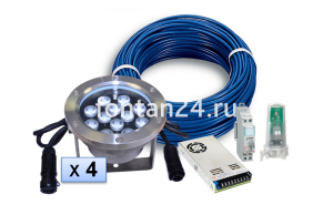 Комплект из 4 LED RGB прожекторов для плавающего фонтана Комплект из 4 LED RGB прожекторов для плавающего фонтана